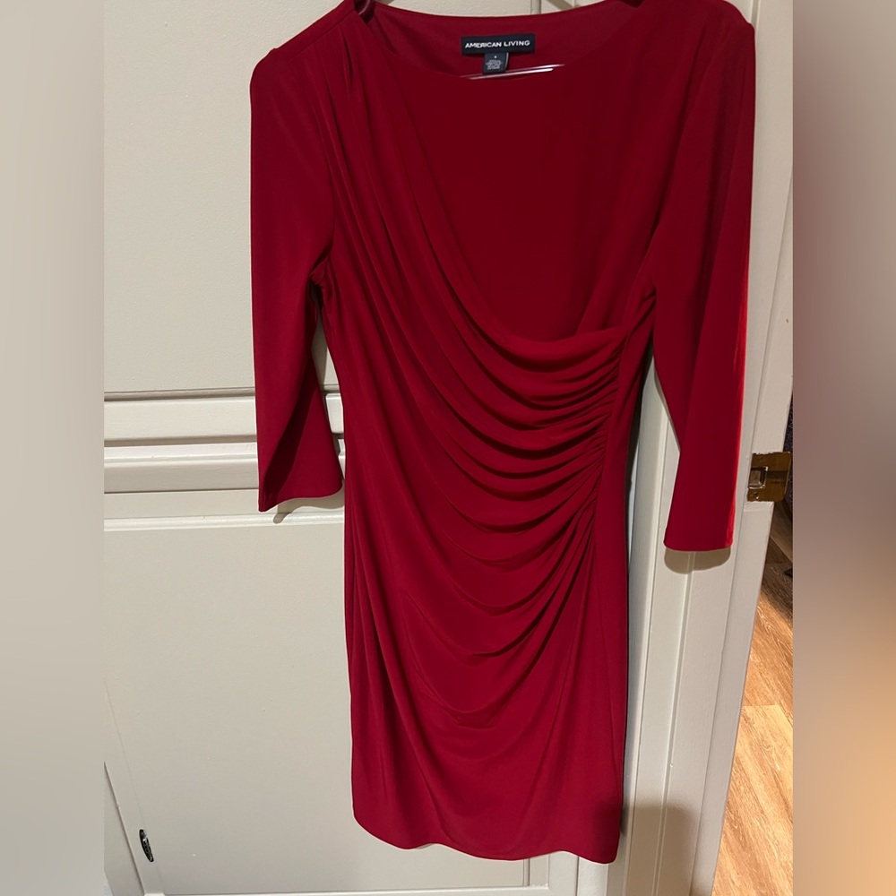 Worn once • American Living Red Draped Dress • size 8